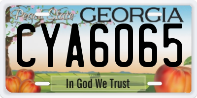 GA license plate CYA6065