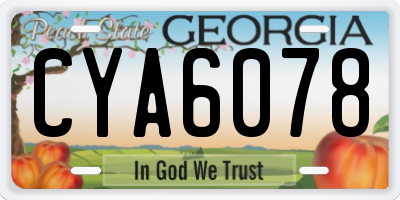 GA license plate CYA6078