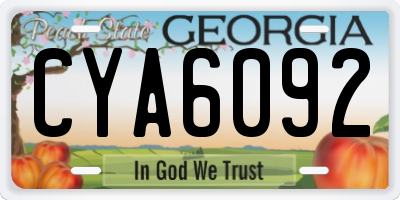 GA license plate CYA6092