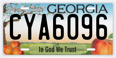 GA license plate CYA6096
