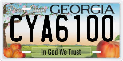 GA license plate CYA6100