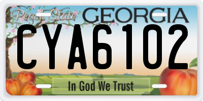 GA license plate CYA6102