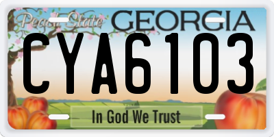 GA license plate CYA6103