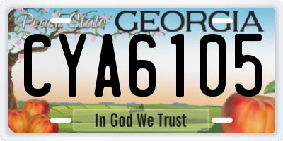 GA license plate CYA6105