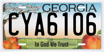 GA license plate CYA6106