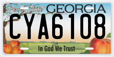 GA license plate CYA6108