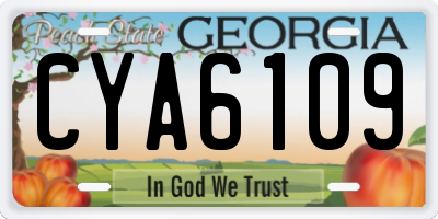 GA license plate CYA6109