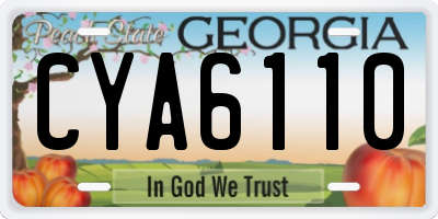 GA license plate CYA6110