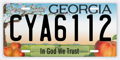 GA license plate CYA6112