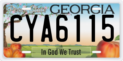 GA license plate CYA6115