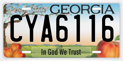 GA license plate CYA6116