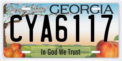 GA license plate CYA6117