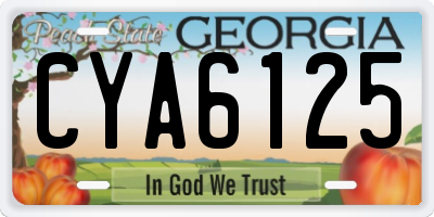GA license plate CYA6125