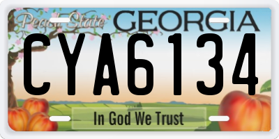 GA license plate CYA6134