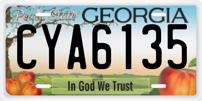 GA license plate CYA6135