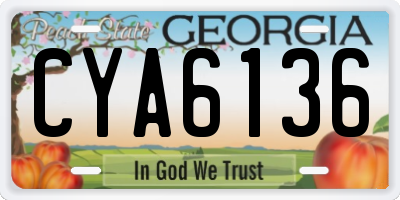 GA license plate CYA6136