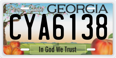 GA license plate CYA6138