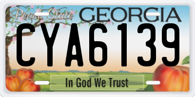GA license plate CYA6139
