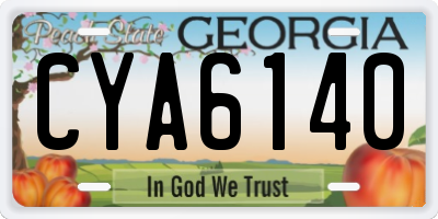 GA license plate CYA6140