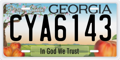 GA license plate CYA6143