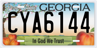 GA license plate CYA6144