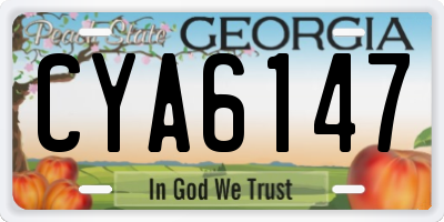 GA license plate CYA6147