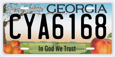 GA license plate CYA6168