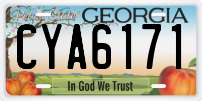 GA license plate CYA6171