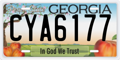 GA license plate CYA6177