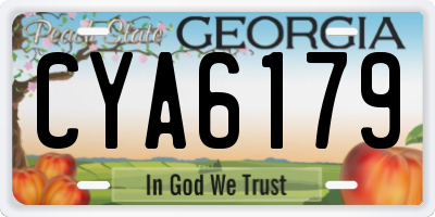 GA license plate CYA6179