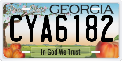 GA license plate CYA6182
