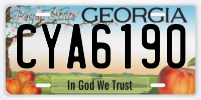 GA license plate CYA6190