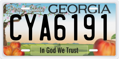 GA license plate CYA6191