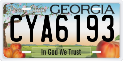 GA license plate CYA6193