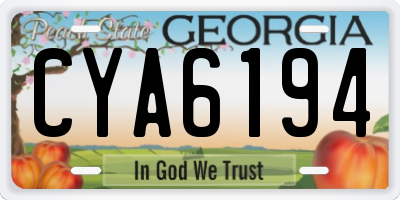 GA license plate CYA6194