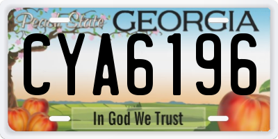 GA license plate CYA6196