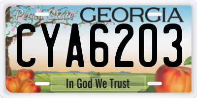 GA license plate CYA6203