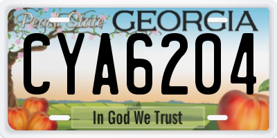 GA license plate CYA6204