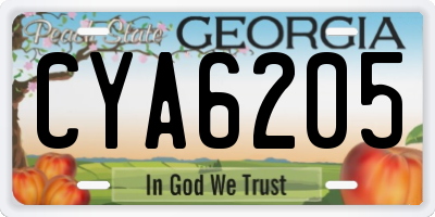 GA license plate CYA6205