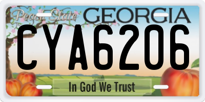 GA license plate CYA6206