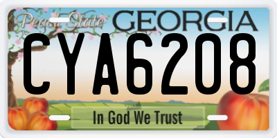 GA license plate CYA6208