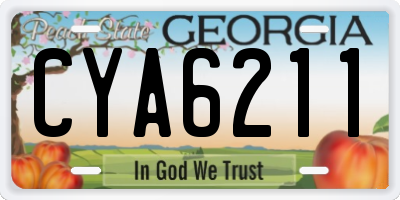 GA license plate CYA6211