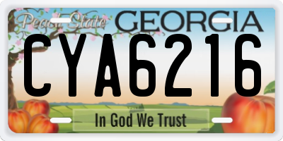 GA license plate CYA6216