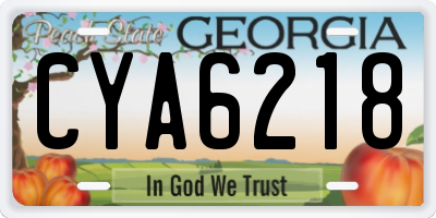 GA license plate CYA6218