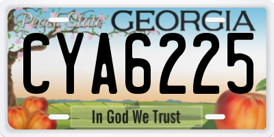 GA license plate CYA6225