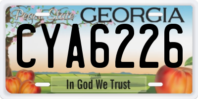 GA license plate CYA6226