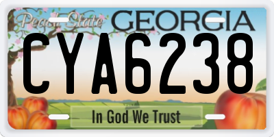 GA license plate CYA6238