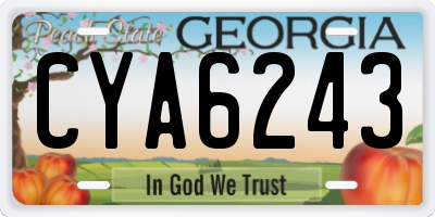 GA license plate CYA6243