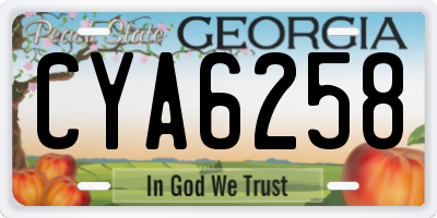 GA license plate CYA6258