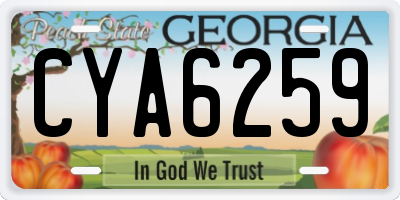 GA license plate CYA6259